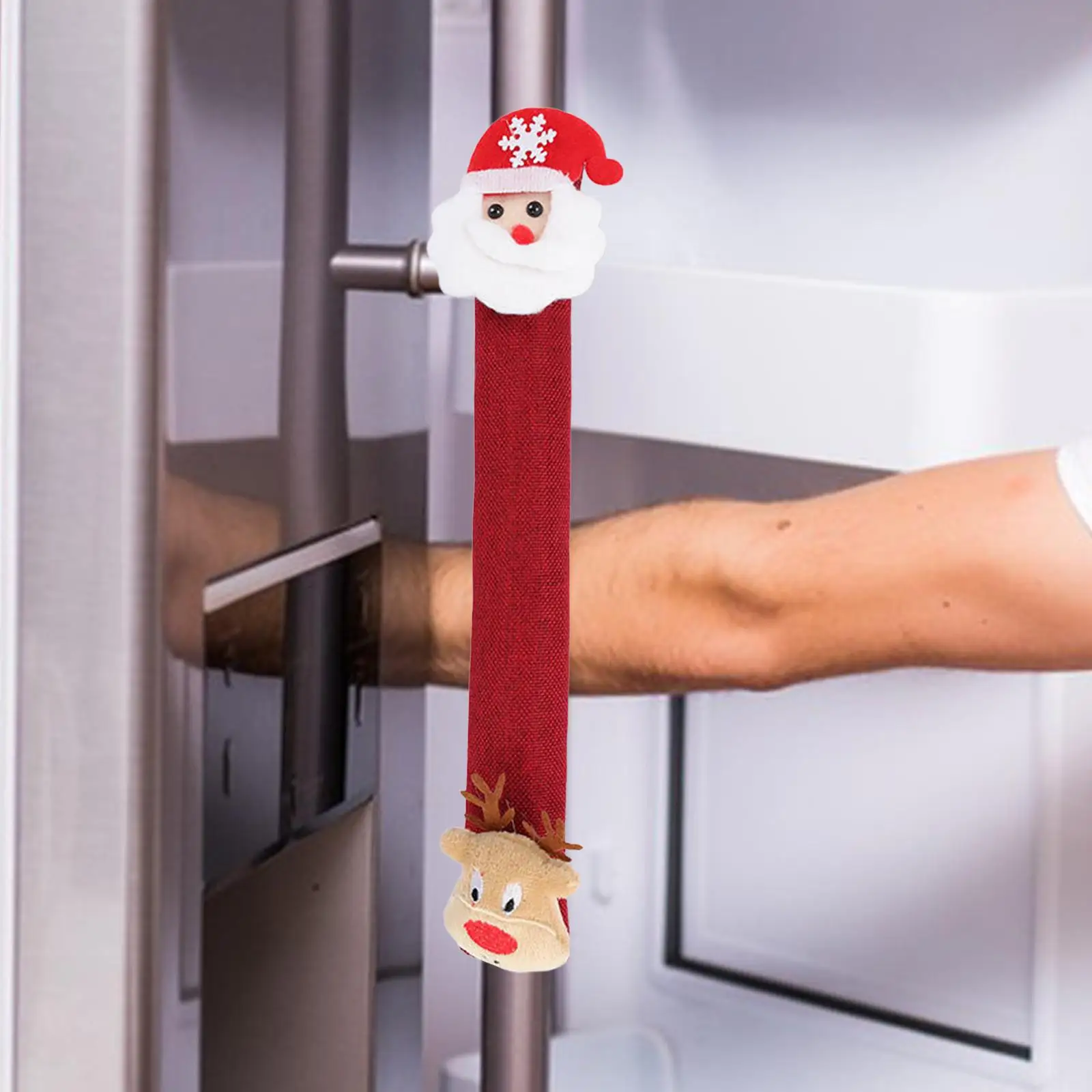 Christmas Refrigerator Door Handle Covers Holiday Decoration Door Pull Gloves for Home Fridge Christmas Oven Kitchen Appliances