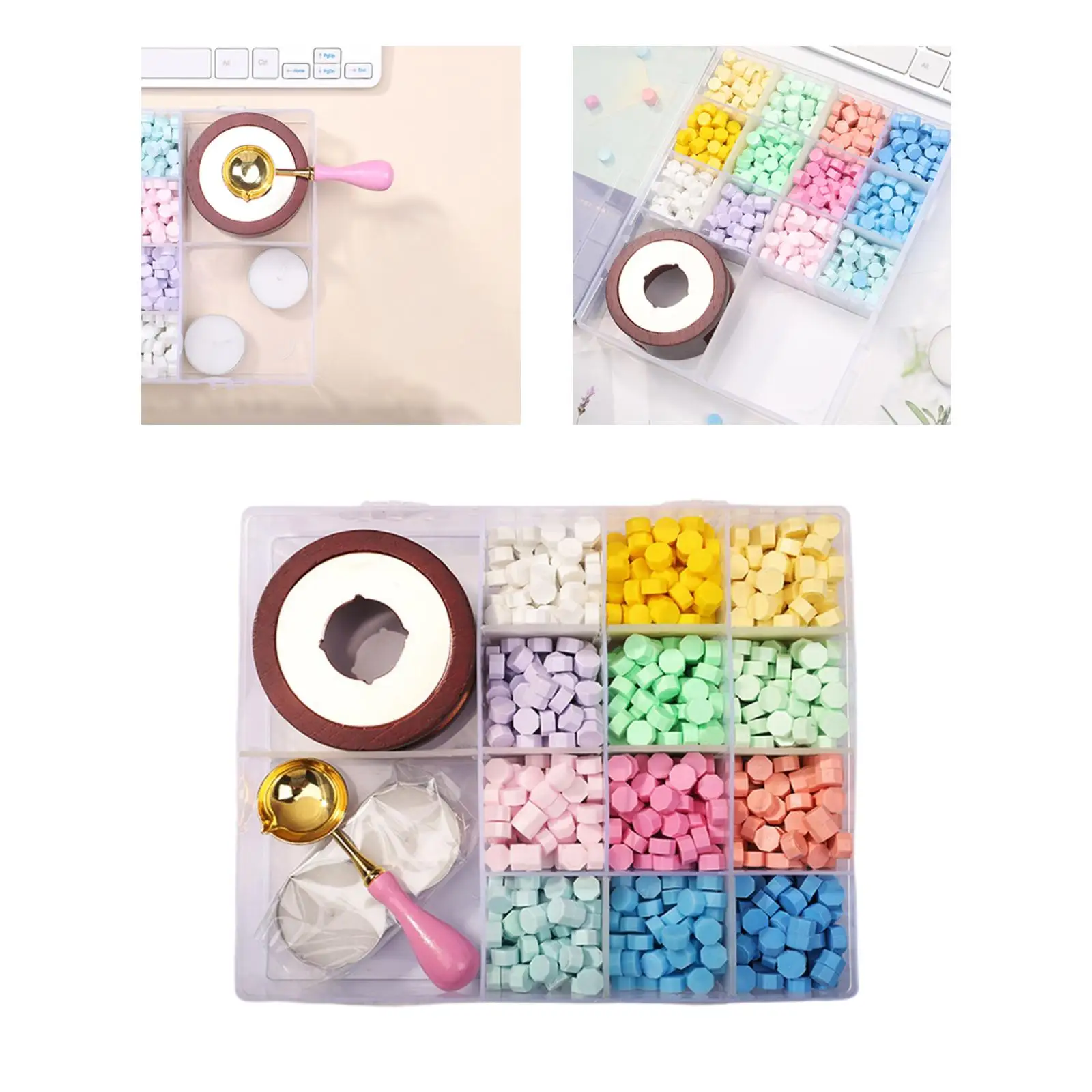 Retro Sealing Wax Stamp Kit 1200 Wax Beads for Wedding Supplies Tea or Cosmetics Packaging Wax Seal Stamp Sealing envelopes
