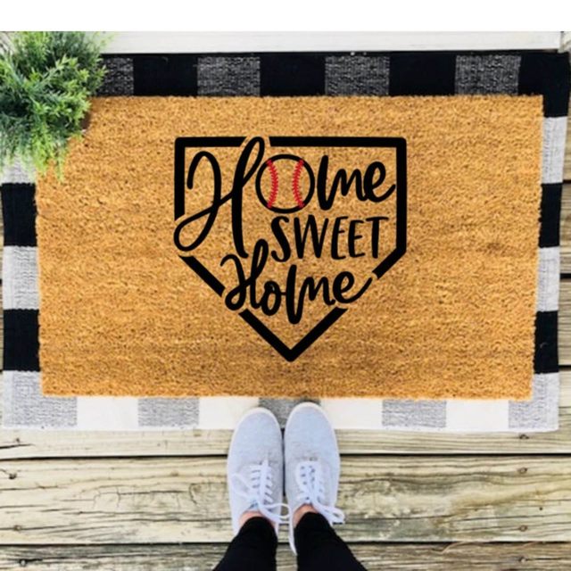 Baseball Home Sweet Home Funny Cute Doormat Door Mat Welcome