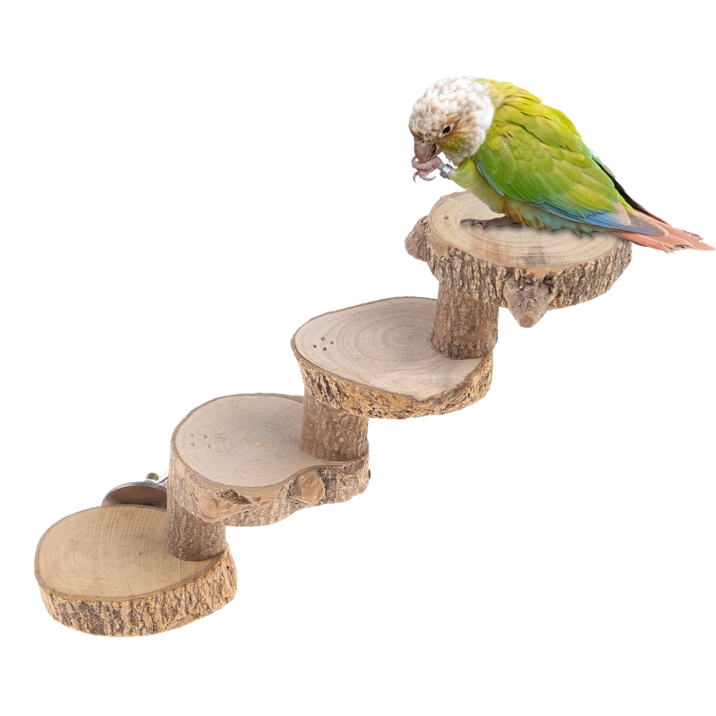 Title 6, Bird Platform Perch Natural Wood Stand Playgrou...