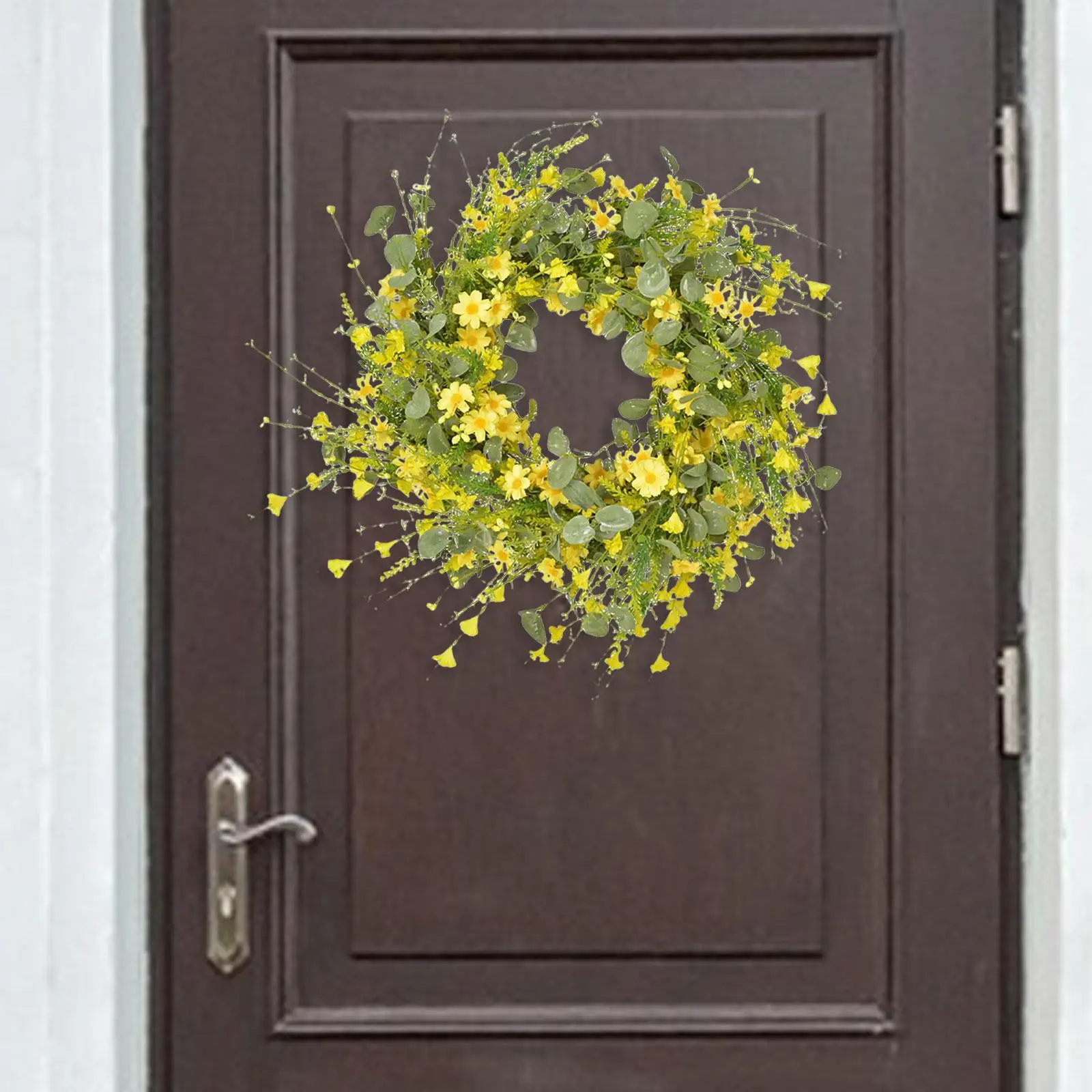 Artificial Daisy Eucalyptus Wreath, Door Decorative Spring Hanging Simulated