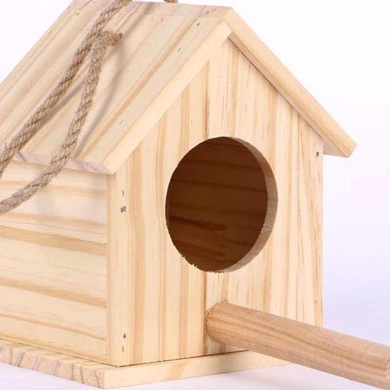 Title 5, Bird Breeding Box Hanging Wood Nest Parrot Hous...