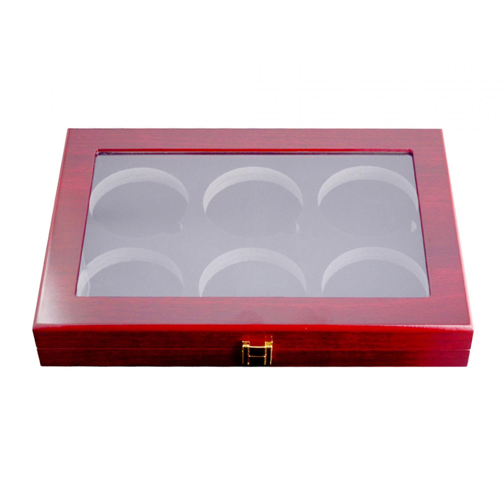 6 Holes Hockey Puck Display Case, Puck Holder ,with Protection Door Dustproof