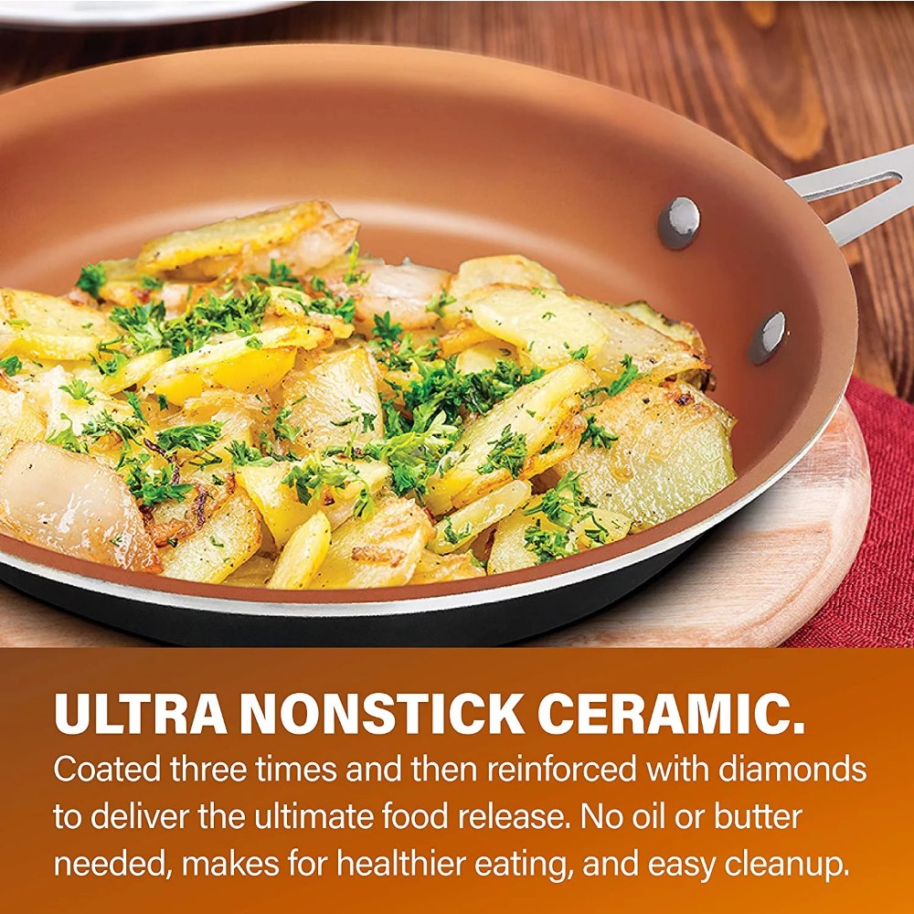 NonStick Copper Coating Pot Sets for Cooking Dishwasher and Oven Safe