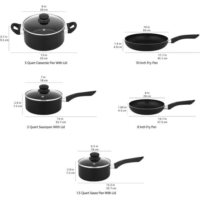 Basics 8-Piece Non-Stick Kitchen Cookware Set, Pots and Pans - Shop -  TexasRealFood
