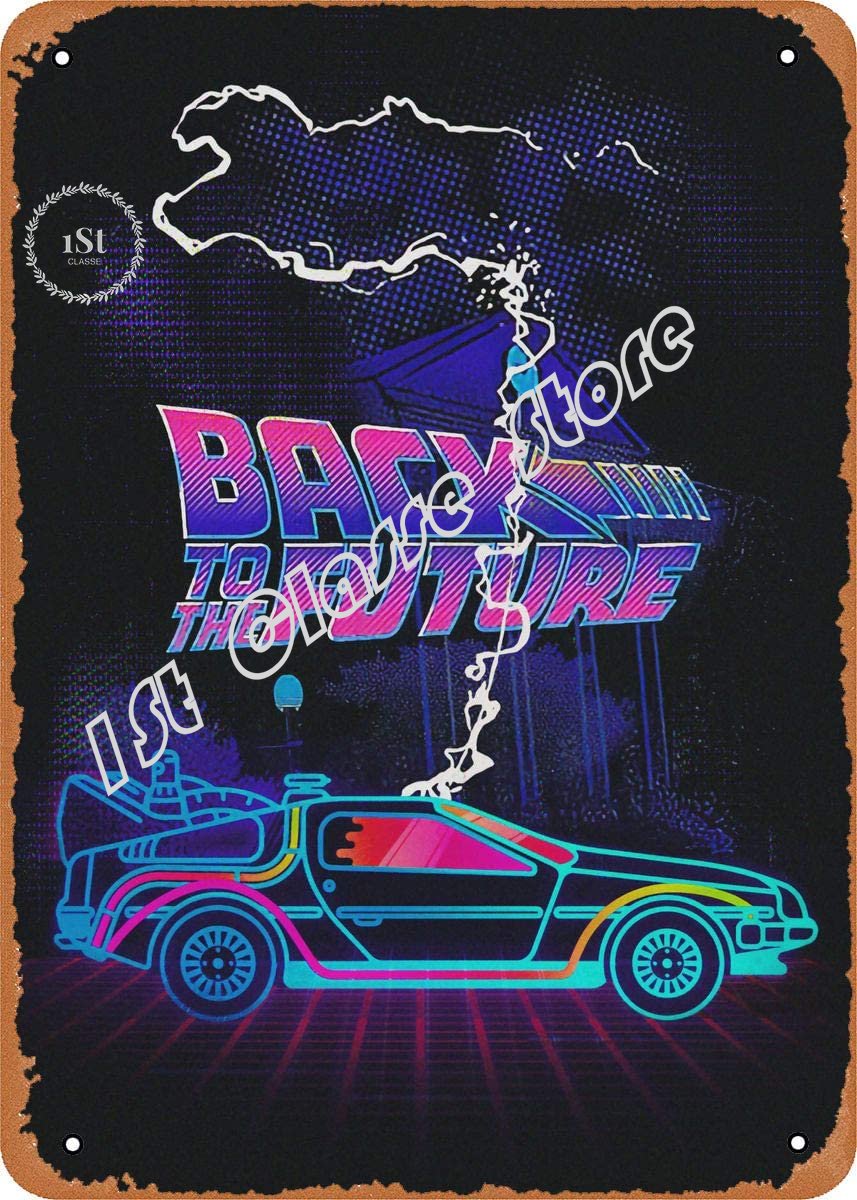 Винтажная металлическая вывеска Delorean NEON Back to The Future 8x12  дюймов жестяная вывеска для дома бара паба гаража Декор подарки