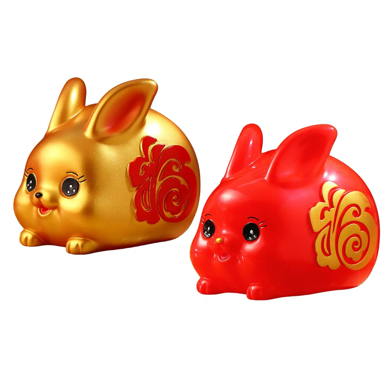 Lucky Rabbit Money Bank Animal Figurine Tabletop Ornament Sculpture Display