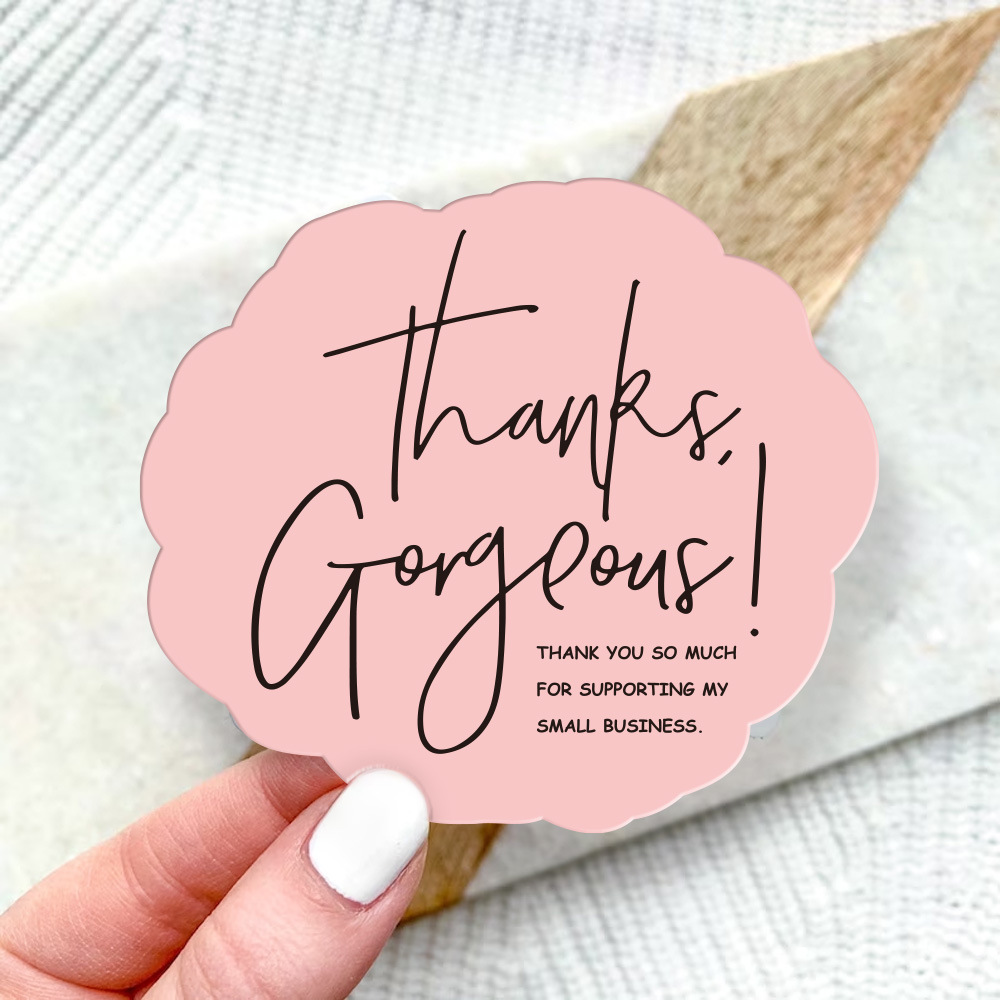 30 Stück rosa Dankeskarten für kleine Unternehmen, Geschenkverpackung, Grußetiketten, Etiketten, Logo, personalisierbar, individueller Druck – Detail 2