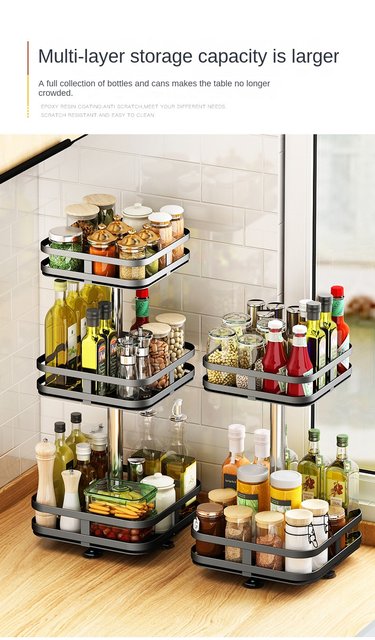 Multi-Function Rotating Storage Rack For Spice Bottles - Inspire Uplift