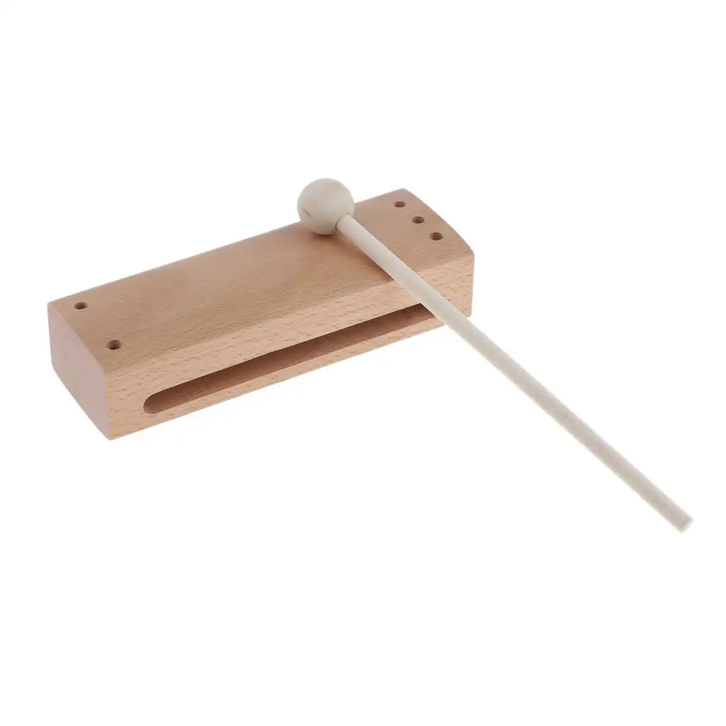 Wooden Percussion Block with Mallet for Kids Development Toy Gift