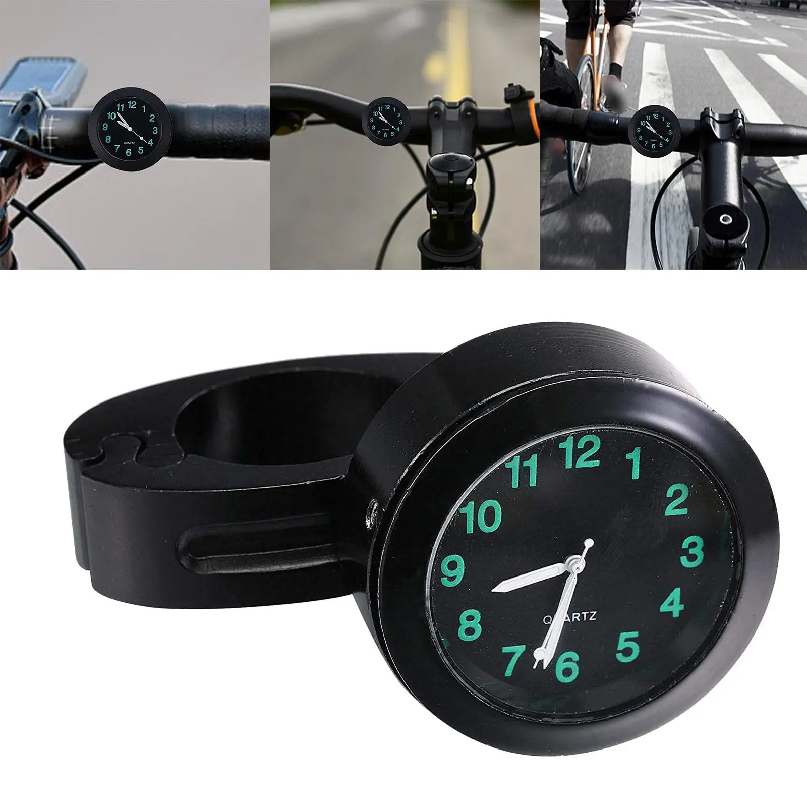Black Universal Cruiser Handle Bar Mount Clock Watch for Motorcycle