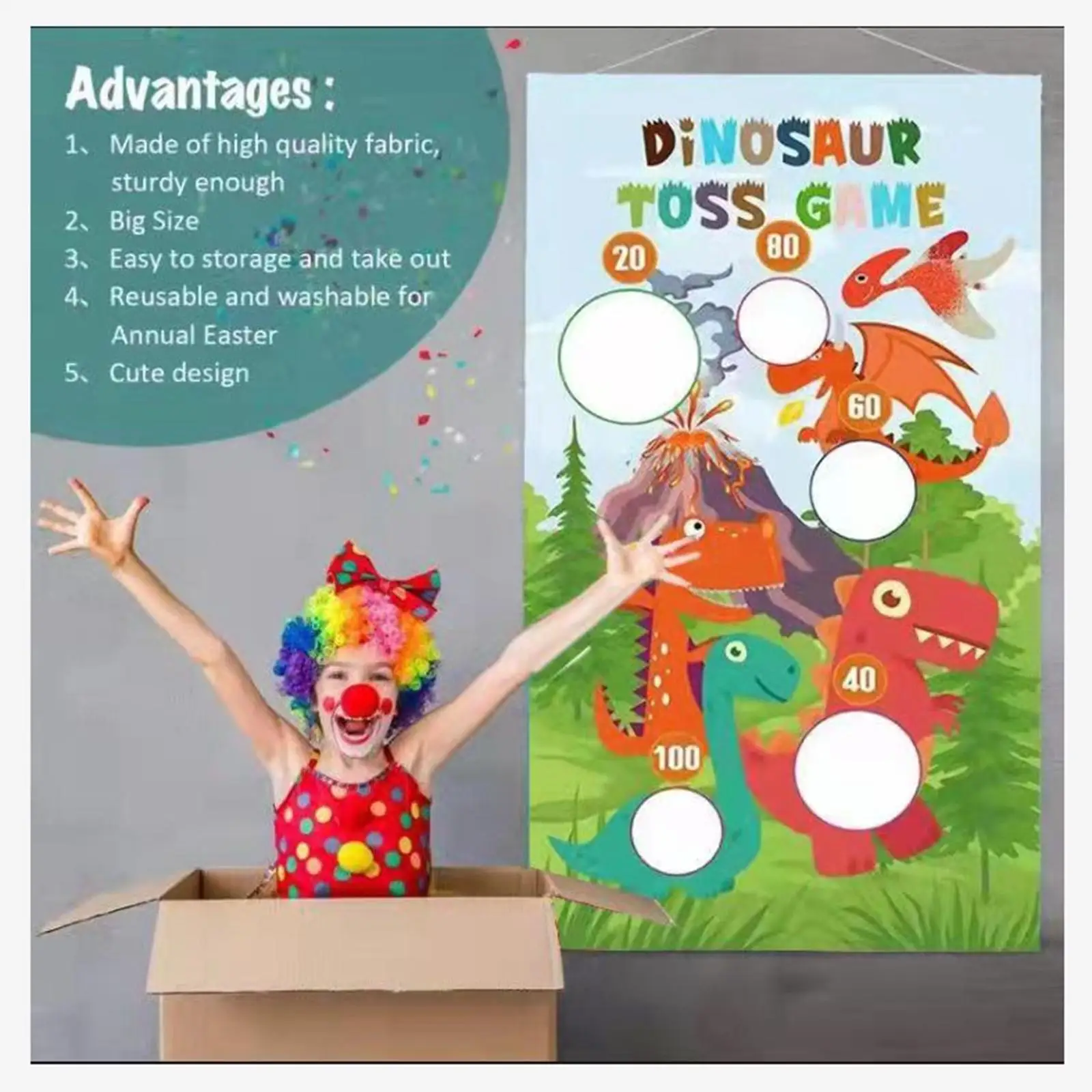 Dinosaur Throwing Game Banner Kit Family Gathering Camping Game for Outdoor