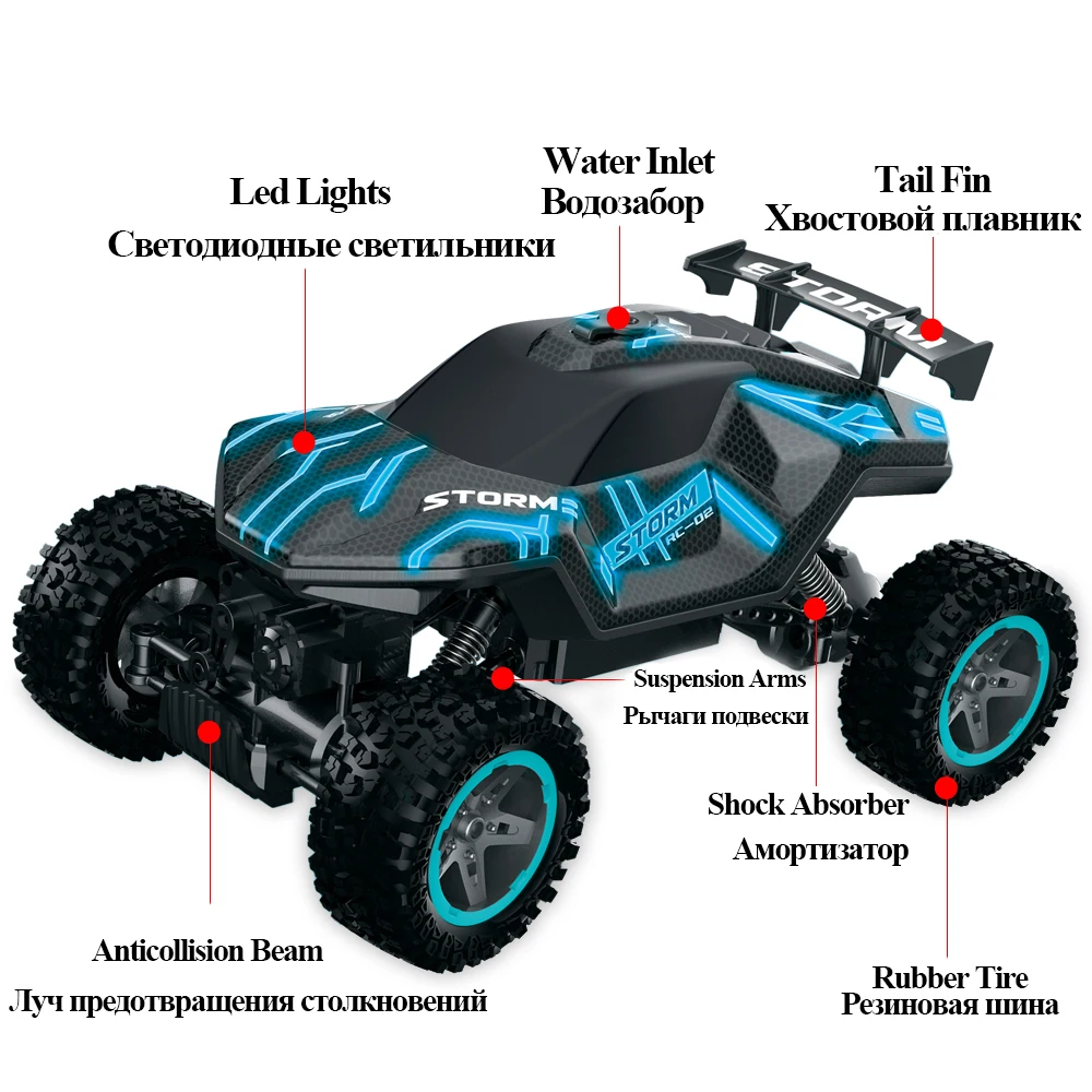 Coche eléctrico teledirigido 4WD de 2,4 Ghz para niños, juguete de coche todoterreno con radiocontrol, rociador de niebla, Rock Crawler, máquina de Control remoto