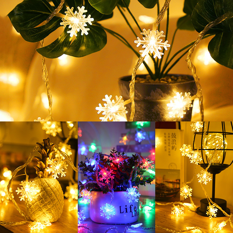 Christmas Snowflake String Lights LED Fairy Lights USB/Battery Powered Garland 2024 New Year's Wedding Party Xmas Decorations