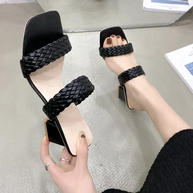 open toe square heels 