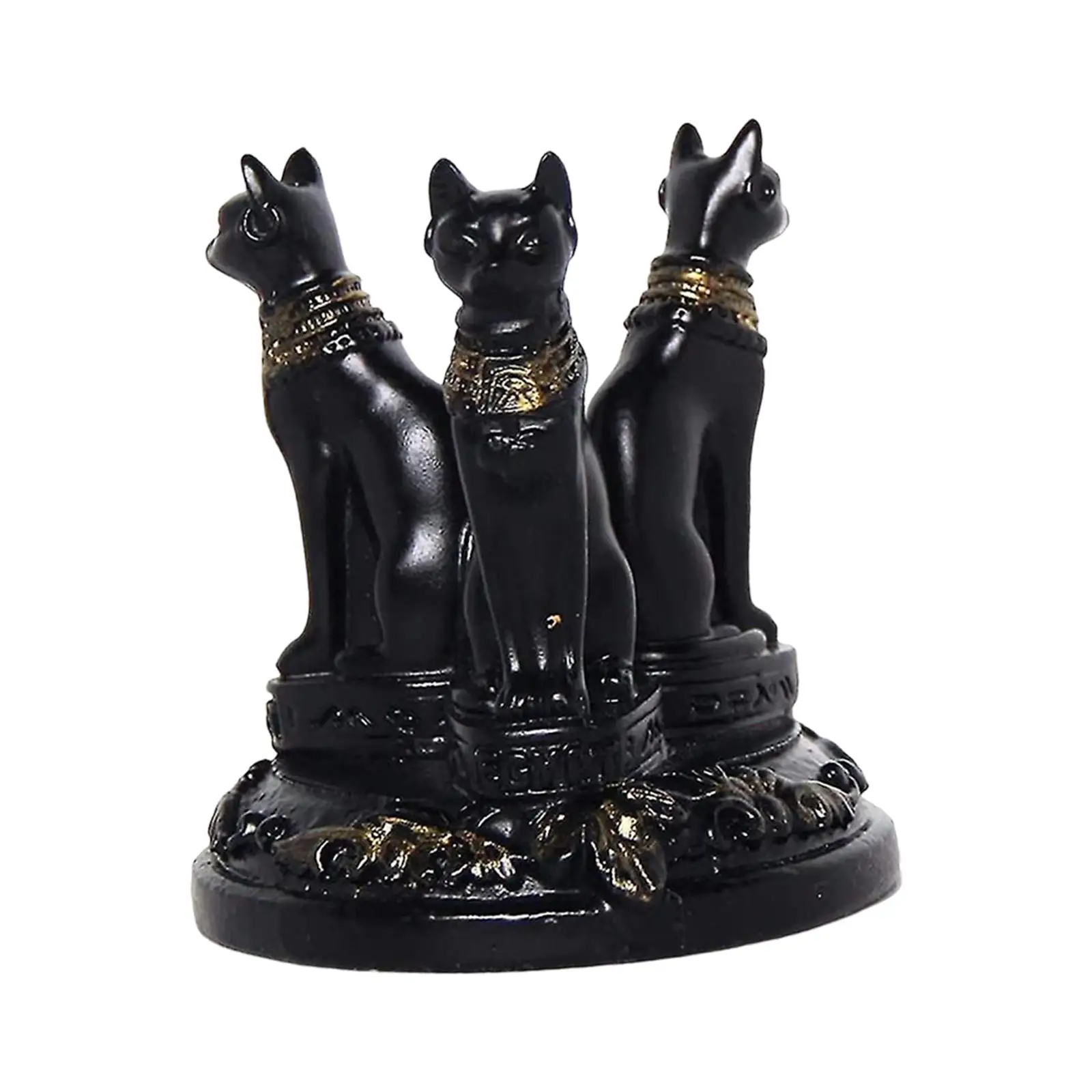 Ancient Cat Statue Collectible Figurine Ball Display Stand Home Decoration