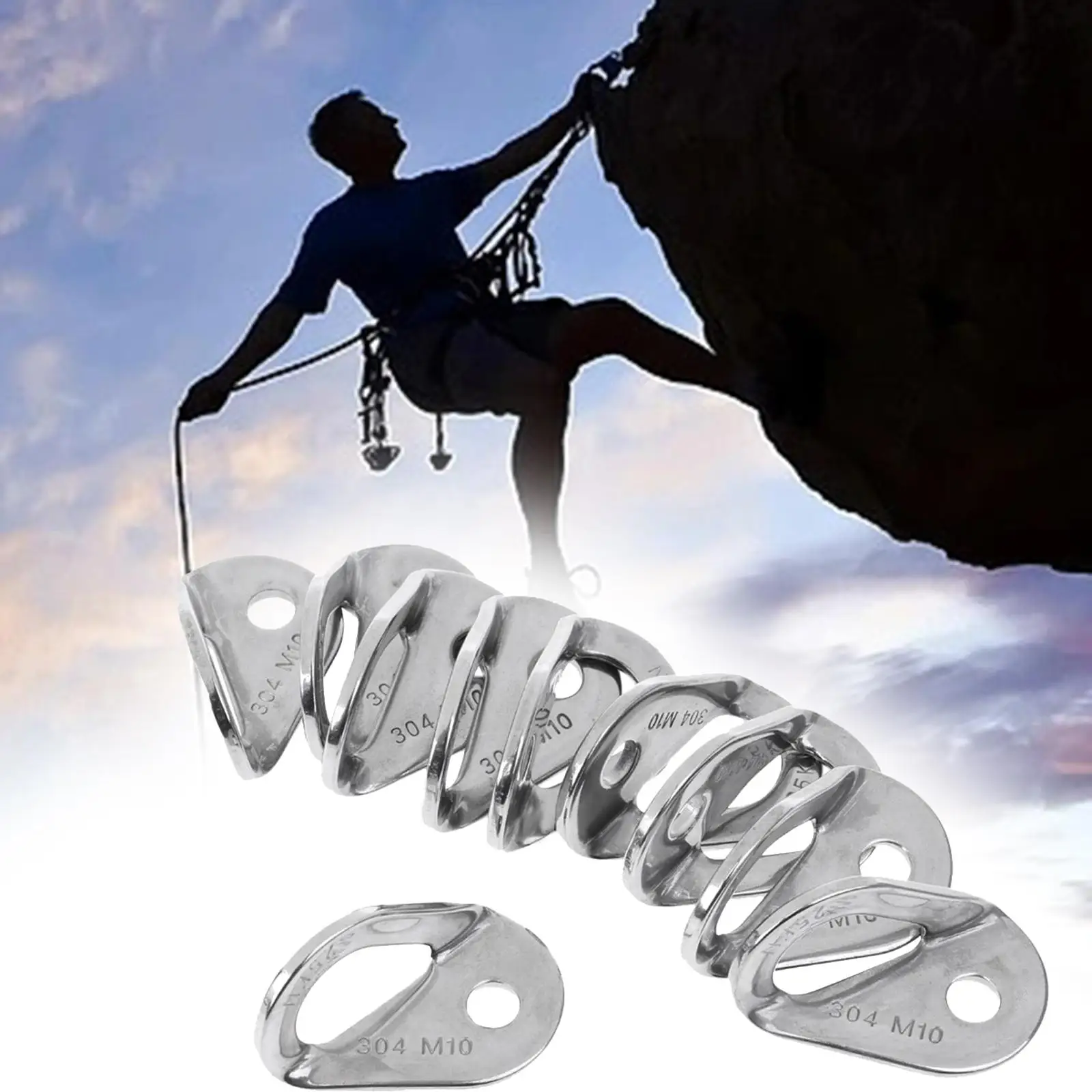 10Pcs Rock Climbing Anchor Bolt Hanger 304 Stainless Steel Anchor Plate for Engineering Outdoor Sports Belay Rappelling Travel