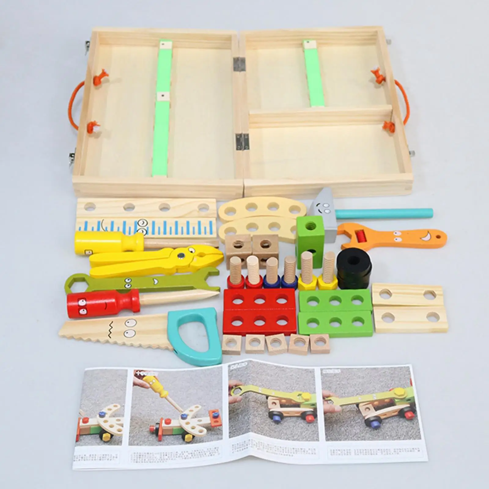 Wooden Tool Set Children Toy Building Kit Role Play Gift for 