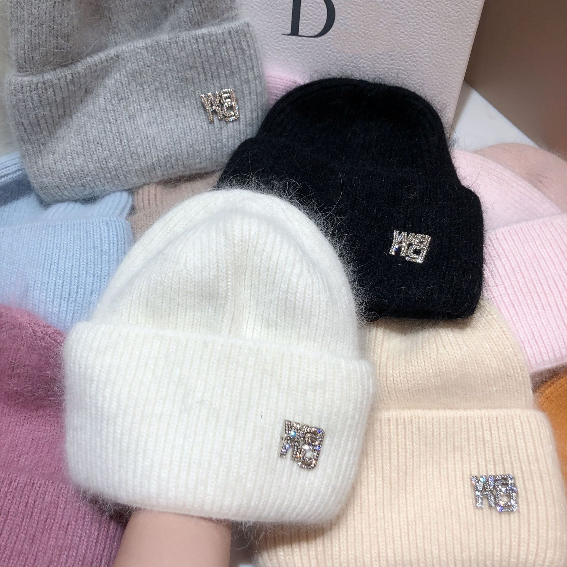 Title 1, 21 Colors Real Rabbit Fur Beanies Winter Hat fo...