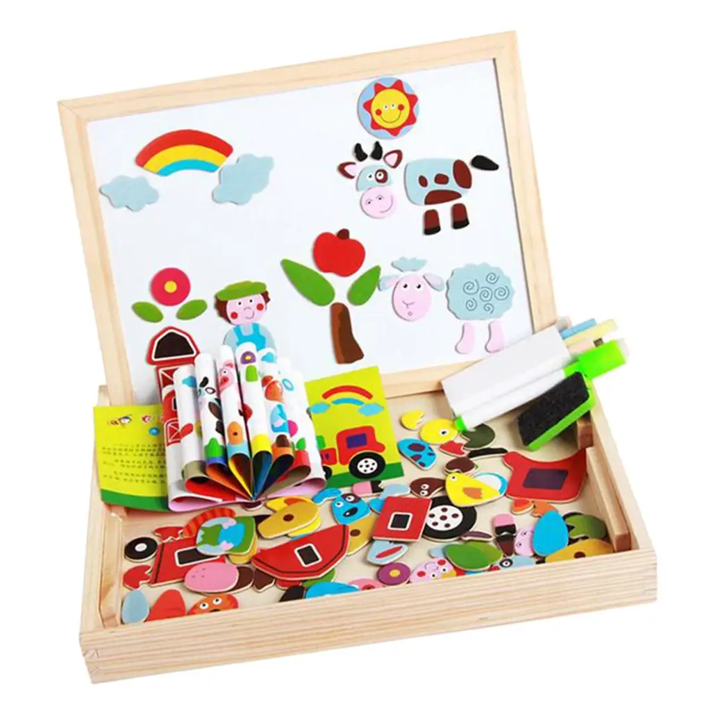 Kids Wooden Magnetic Drawing Board Jigsaw Puzzles Montessori Toys 