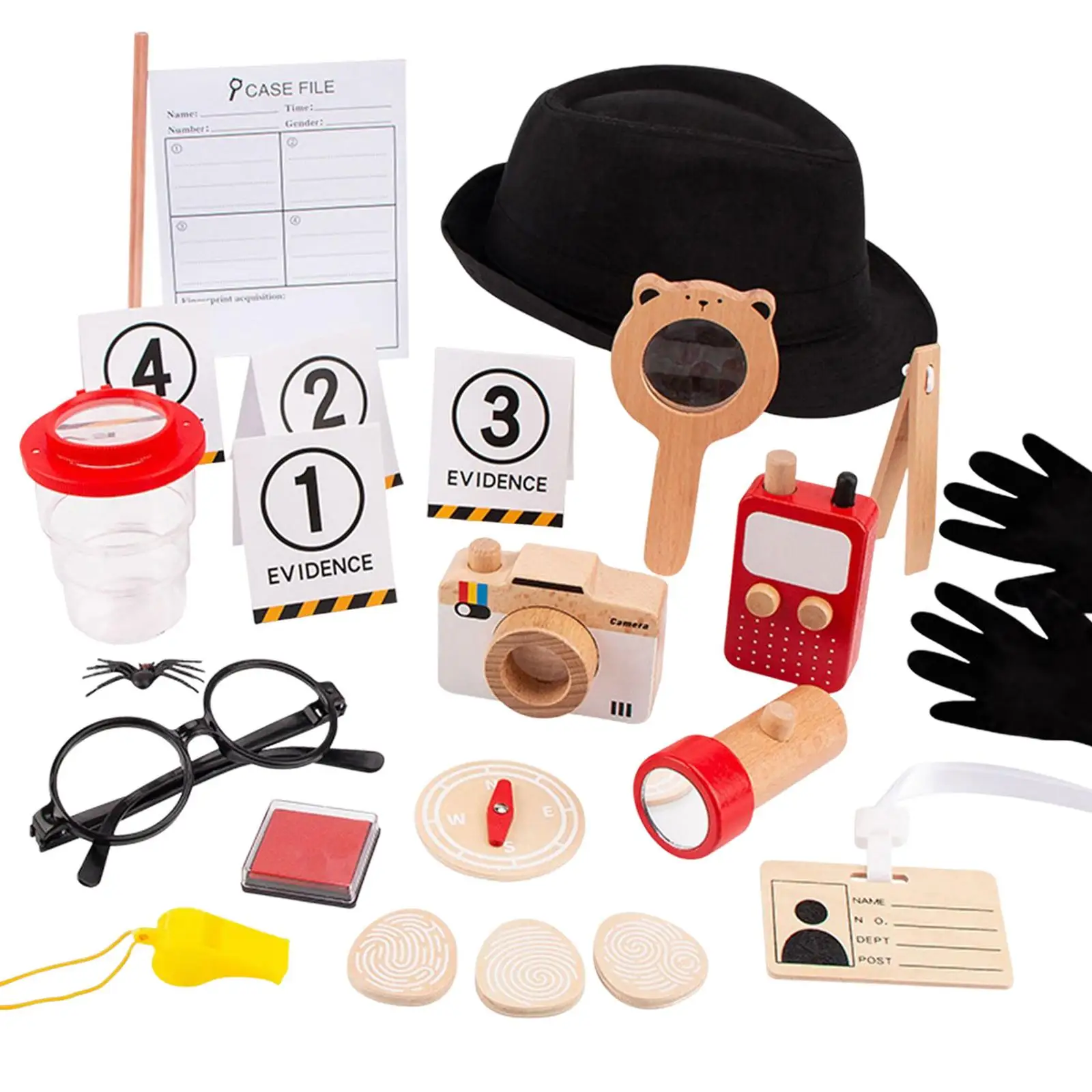Pretend Detective Costume Detective Hat Evidence Card Dress up Outdoor Toy for Toddlers Kids