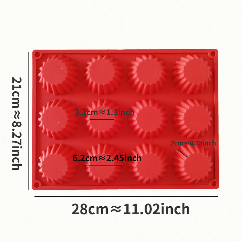 Description Picture 5 of item12 Cavity Mini Muffin Cup Silicone Cupcake Egg Tart Cake Mold Cookies Reuse Baking Decorating Tools Mousse Making Mould