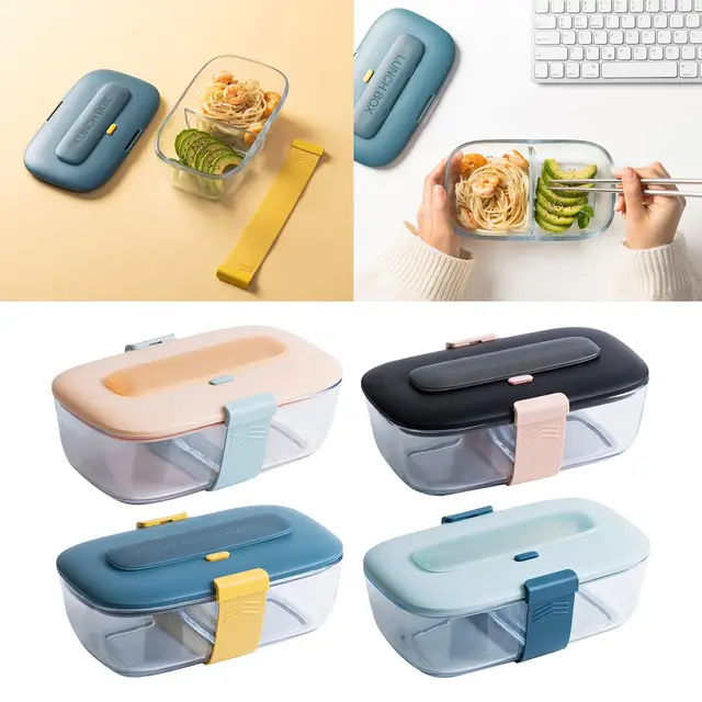 Microwavable Glass Lunch Box With Divider,lid,bag; Meal Prep Glass Food  Storage Containers With 2 Compartments; Lunch Container - Lunch Box -  AliExpress