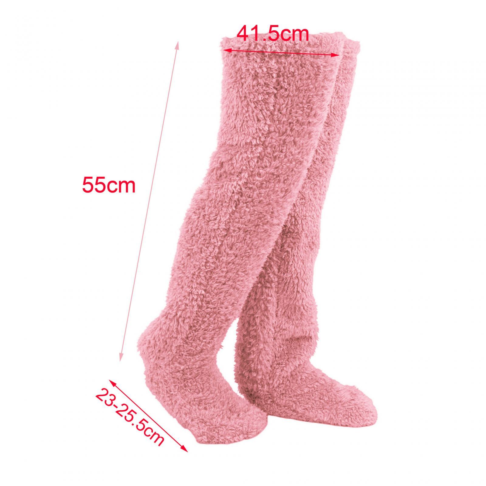 over Knee High Fuzzy Socks for Women Fleece Super Soft Warm Lady Thigh High Socks Leg Warmers Slipper Socks for Office Bedroom