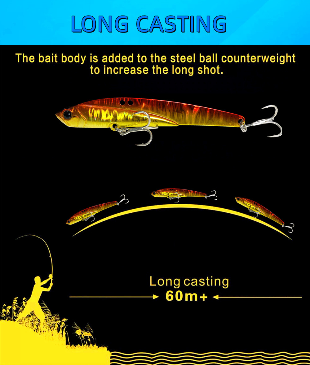 110mm 44g Sinking VIB Angeln Köder Forelle Bass Köder Salzwasser Swimbait Metall Jig Wobbler Angeln Pesca Metall Vib locken – Detail 5