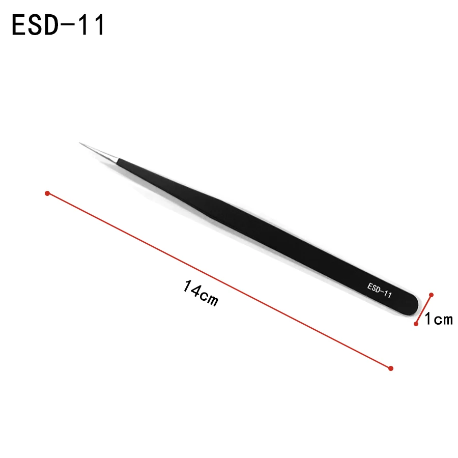 Description Picture 6 of itemIndustrial Precision Stainless Steel Tweezers Set Anti-static ESD  Maintenance Tools Curved Straight Tweezers Repair Tools
