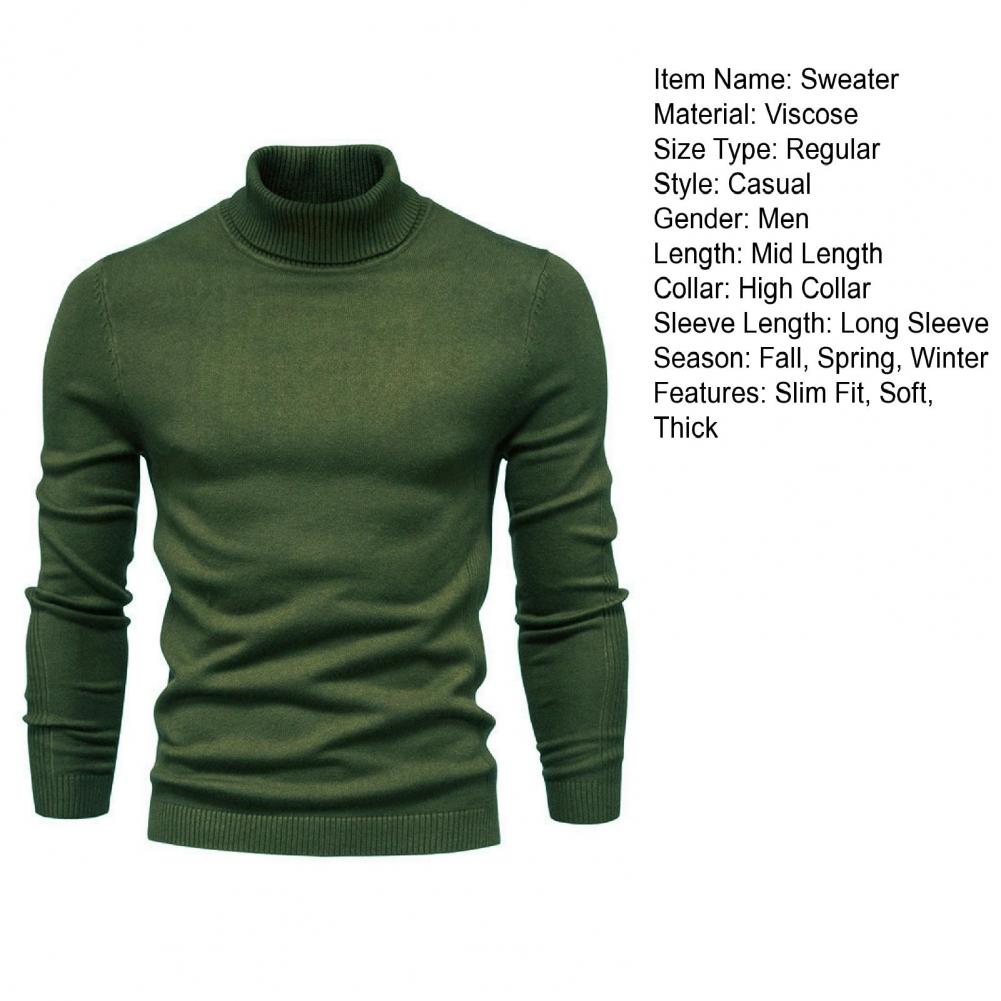 Description Picture 3 of itemWorkwear Sweater High Collar Sweater High Collar Knitted Men's Sweater Warm Soft Fall Winter Pullover with Slim Fit Solid Color