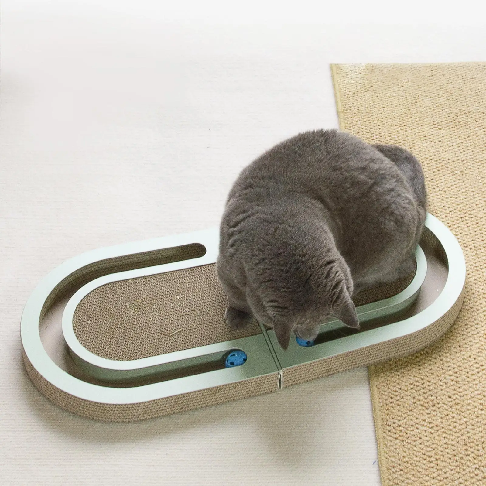 Ball Track Toys Scratching Board Couch Scratching Lounge Bed Cat Scratcher Cardboard for Small Medium Large Cats Kitten Sleeping