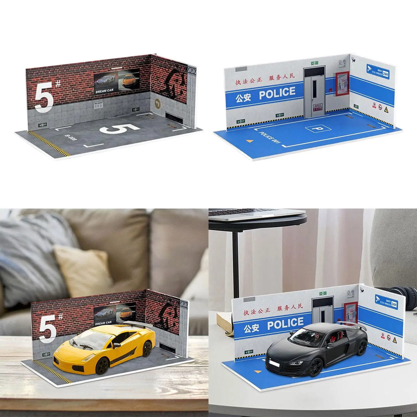 1/24 Car Garage Diorama Model Decoration Layout Models Scenery for Home Micro Landscape Diorama Sand Table Collection Gifts