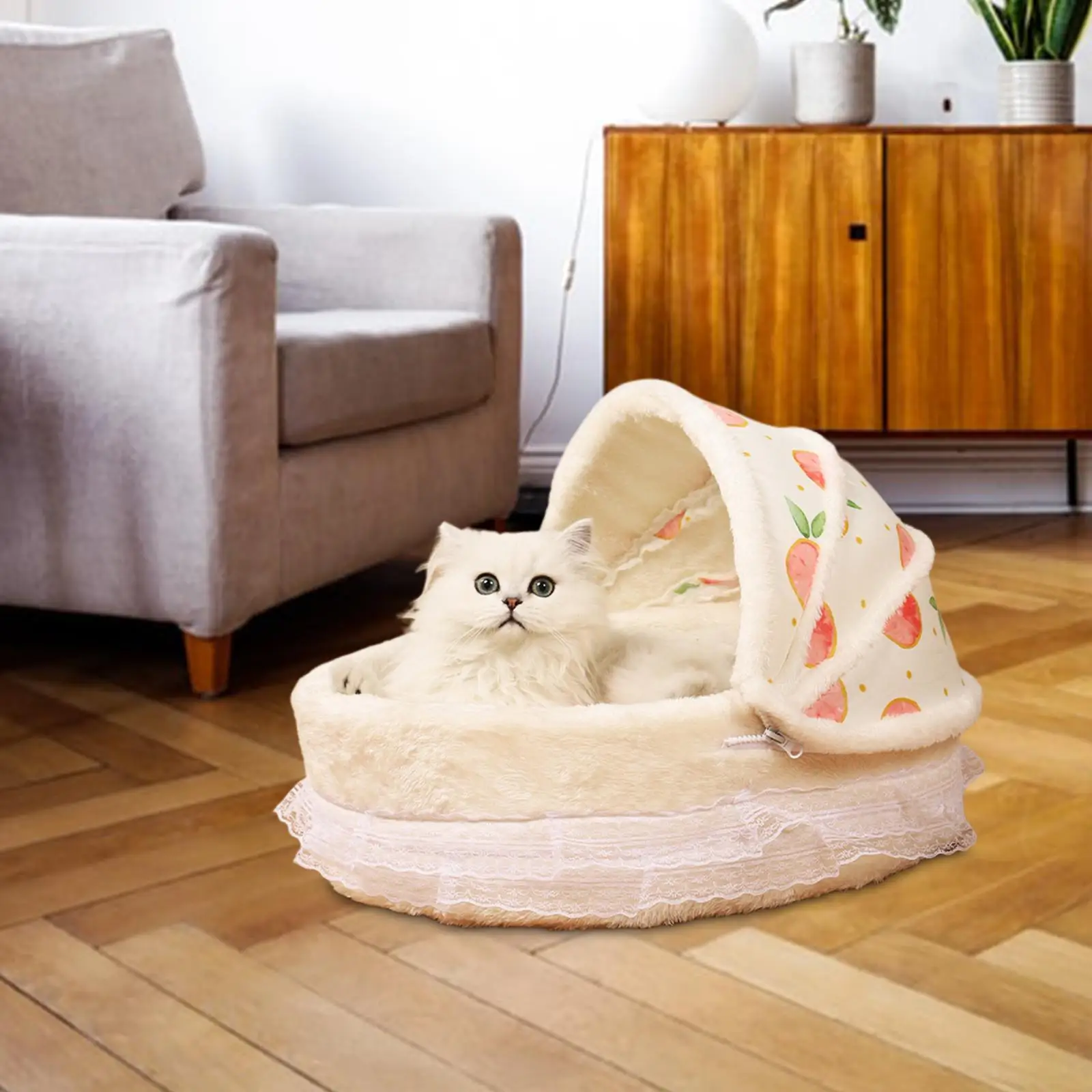Hooded Warm Pet House Dog Tent Self Warming Nonslip Bottom Soft Blanket Hut Cave Cat Bed for Kitty Small Animals Puppy Sleeping