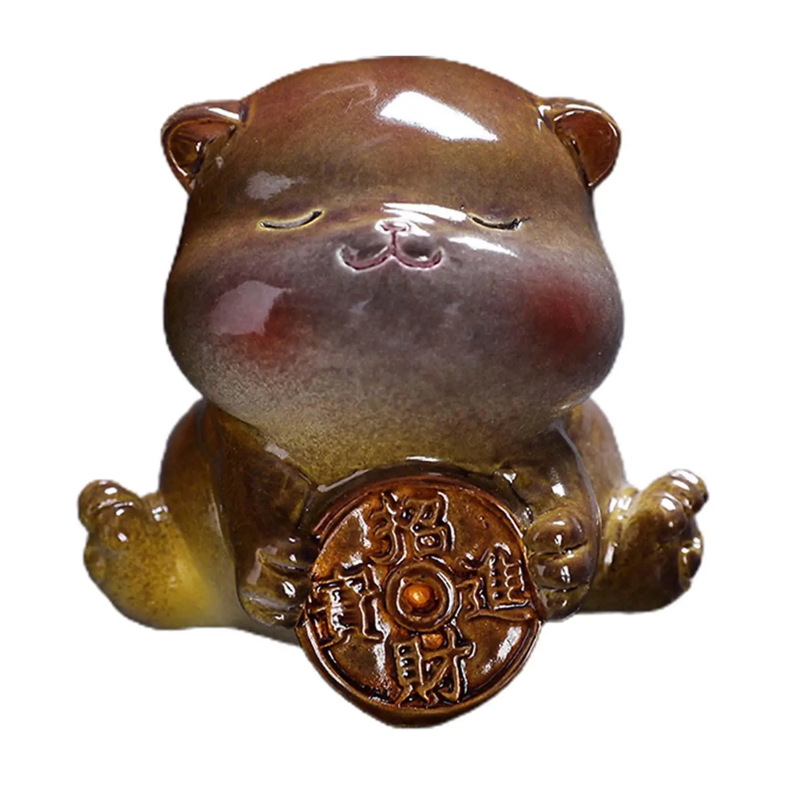 Tea Pet Cat Color Changing Lovely Resin Crafts Collectible Small Animal Statue for Living Room Car Office Tea Table Bedroom