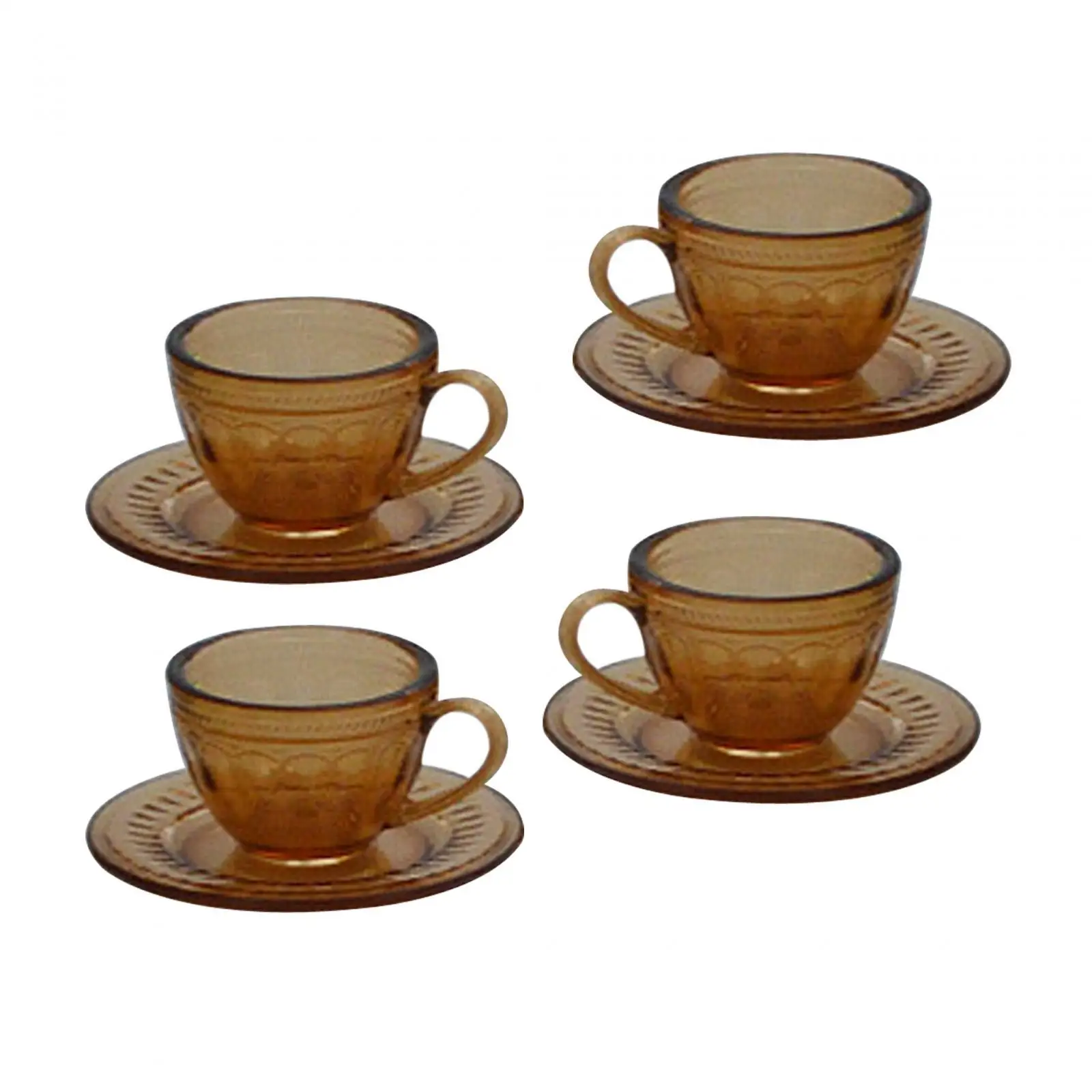 4 Pieces Dollhouse Tea Cup Set 1/6 Miniature Tableware for Diorama Dollhouse