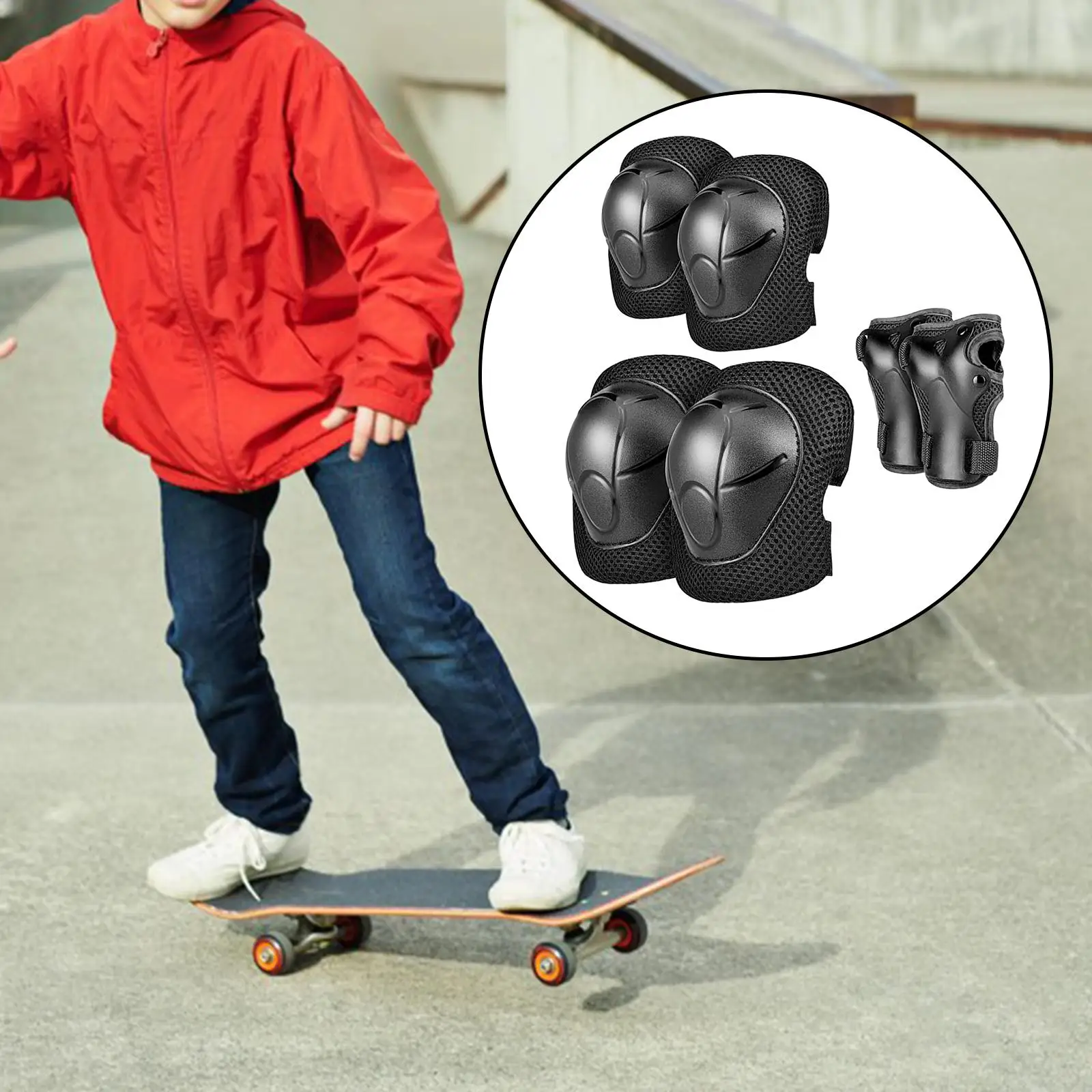 Protective Child Gear Set Wrist Elbow Knee Pads Safe for Skateboarding Outdoor Activities Rock Climbing Rollerblading Riding