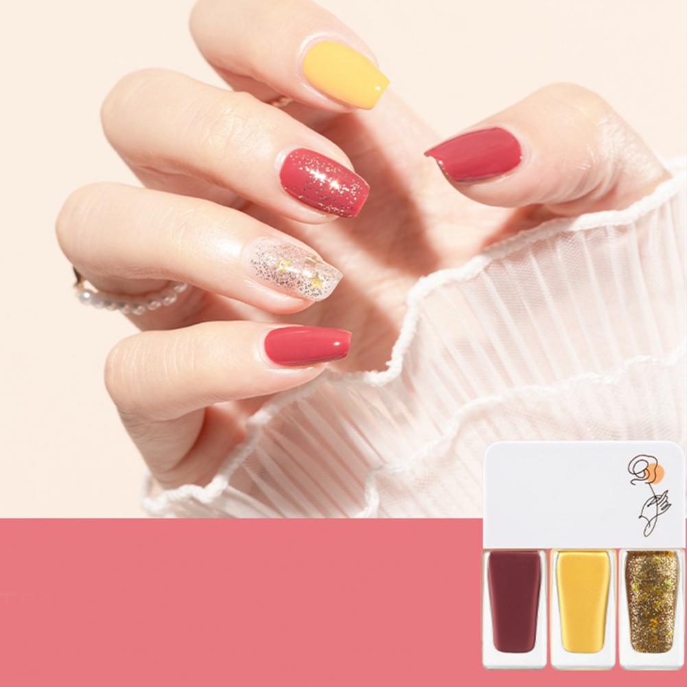 3Pcs/Set Water-Based Gel Nail Polish Set - 12g, Quick-Dry, DIY 3-in-1 Nail Art