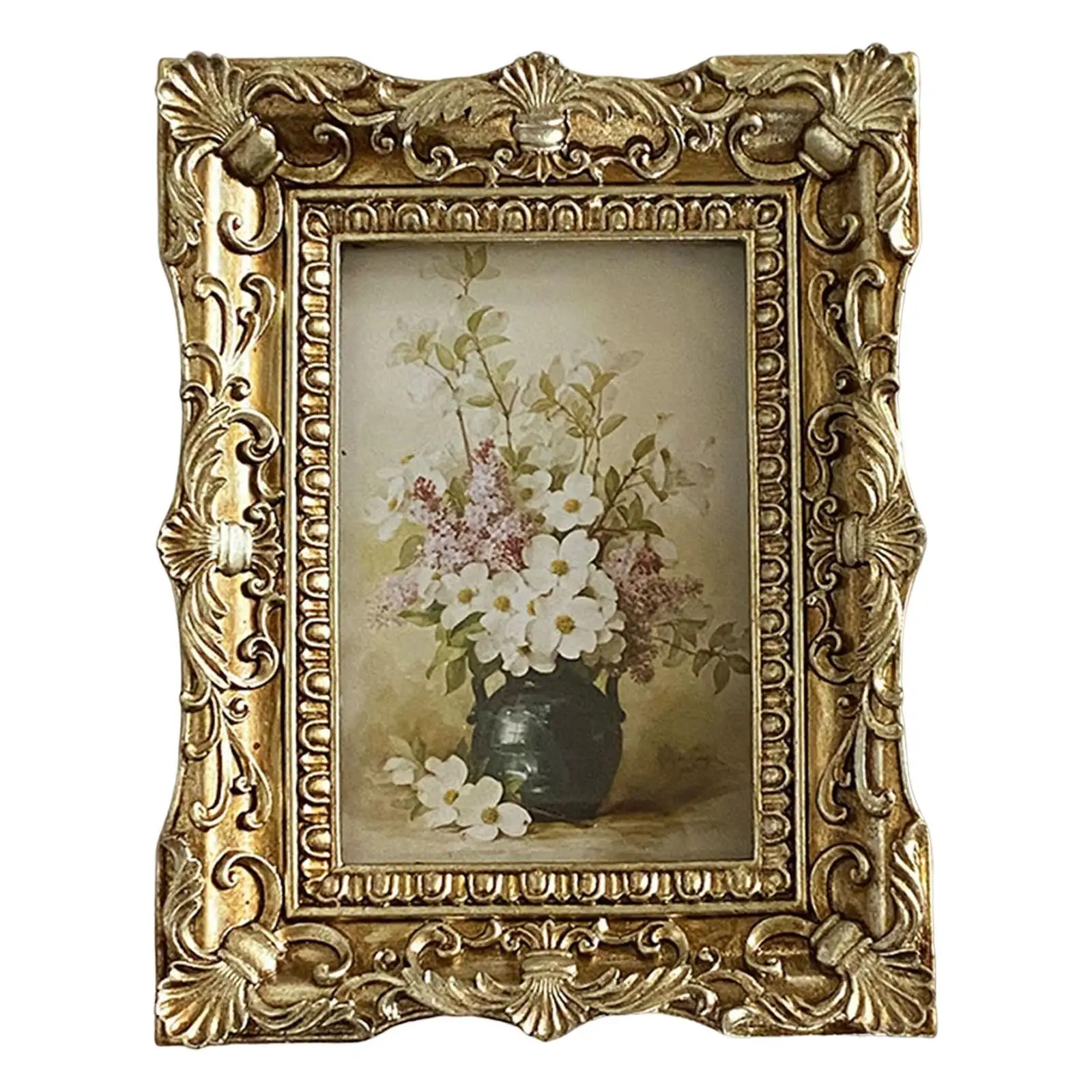 Vintage Style Photo Frame Picture Holder Desktop Picture Frame Ornate Tabletop Hanging for Home Wedding Bedroom Decor Gift