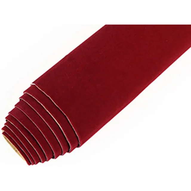 45cm Width Wine Red Sticky Back Flocking Fabric Self Adhesive Velvet Cloth  for DIY Crafts Rhinestones Template Making 0.7mm