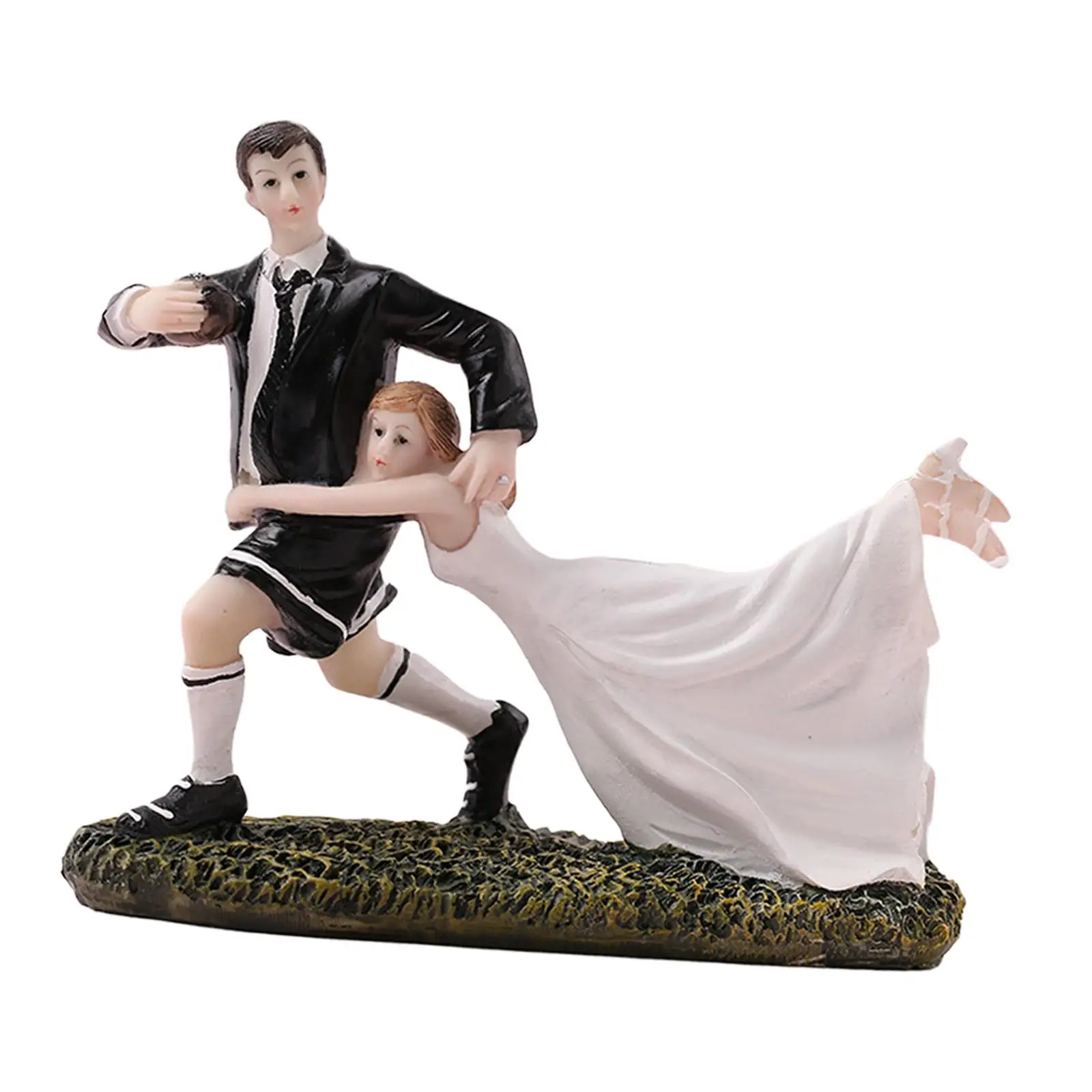Wedding Cake Topper Bride and Groom Football Figurine for Tabletop Ceremony
