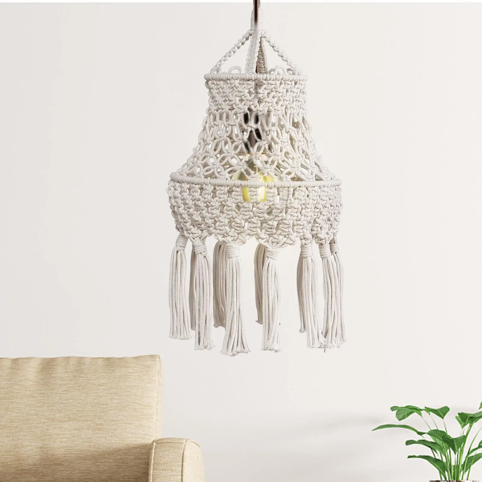 Modern Macrame Lamp Shade Chandelier Lampshade Boho Pendant Light cover Cover for Wedding Living Room Hotel Nursery Bedroom