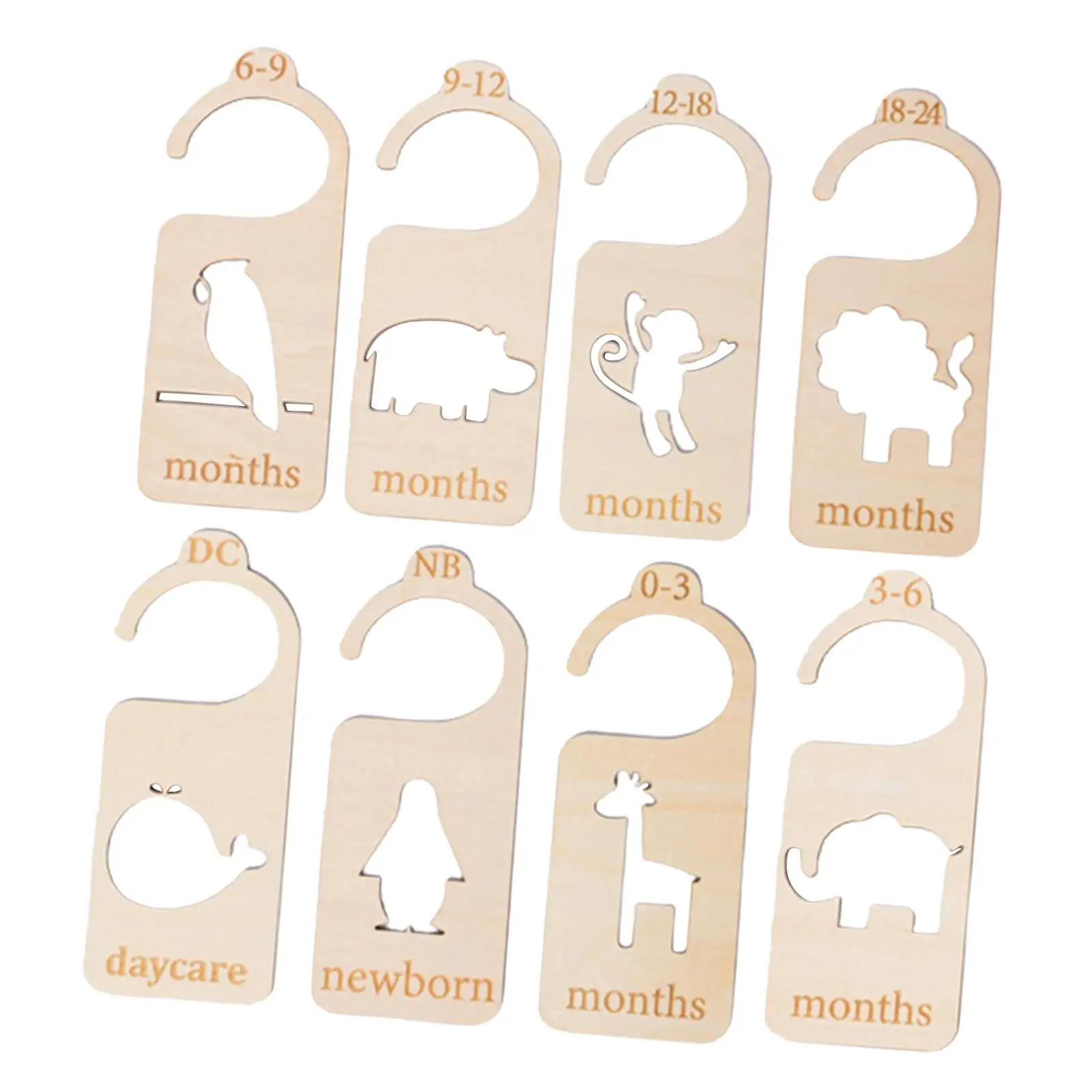 8 Pieces Wooden Baby Closet Size Dividers Cloth Size Organizers Hanger Adorable for Bedroom Clothes Home Wardrobe Nursery Decors