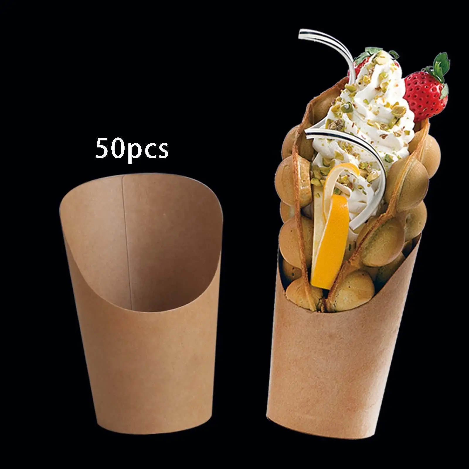 Egg Waffle Paper Cup Kraft Paper Cups Holder Thickened for Food Trays Store