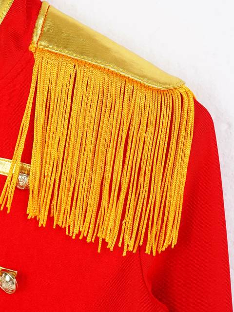 Yeahdor Kids Boys Marching Band Tassels Jacket Coat with Hat Drum Major  Team Uniform Costume 