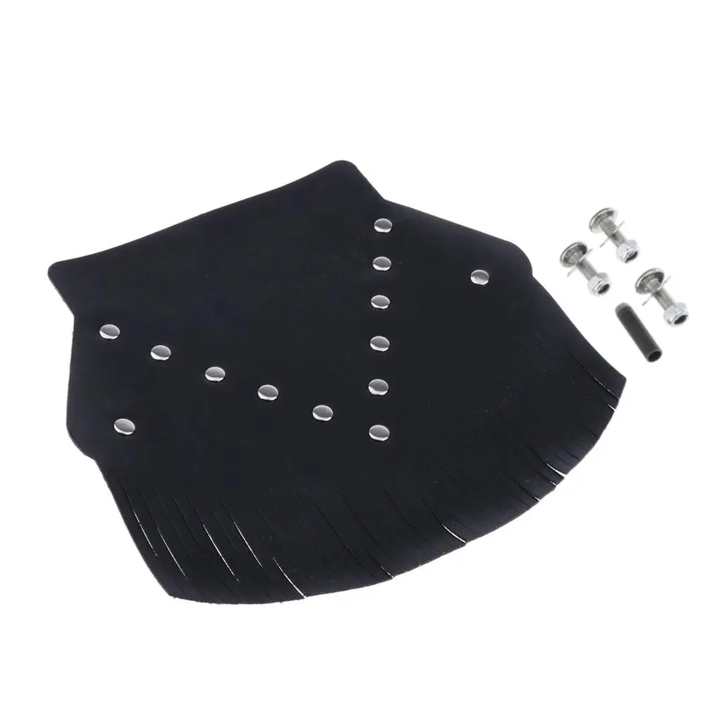 Motorcycle PU Leather Rear Mudflap  Guard Cover with Fringe for