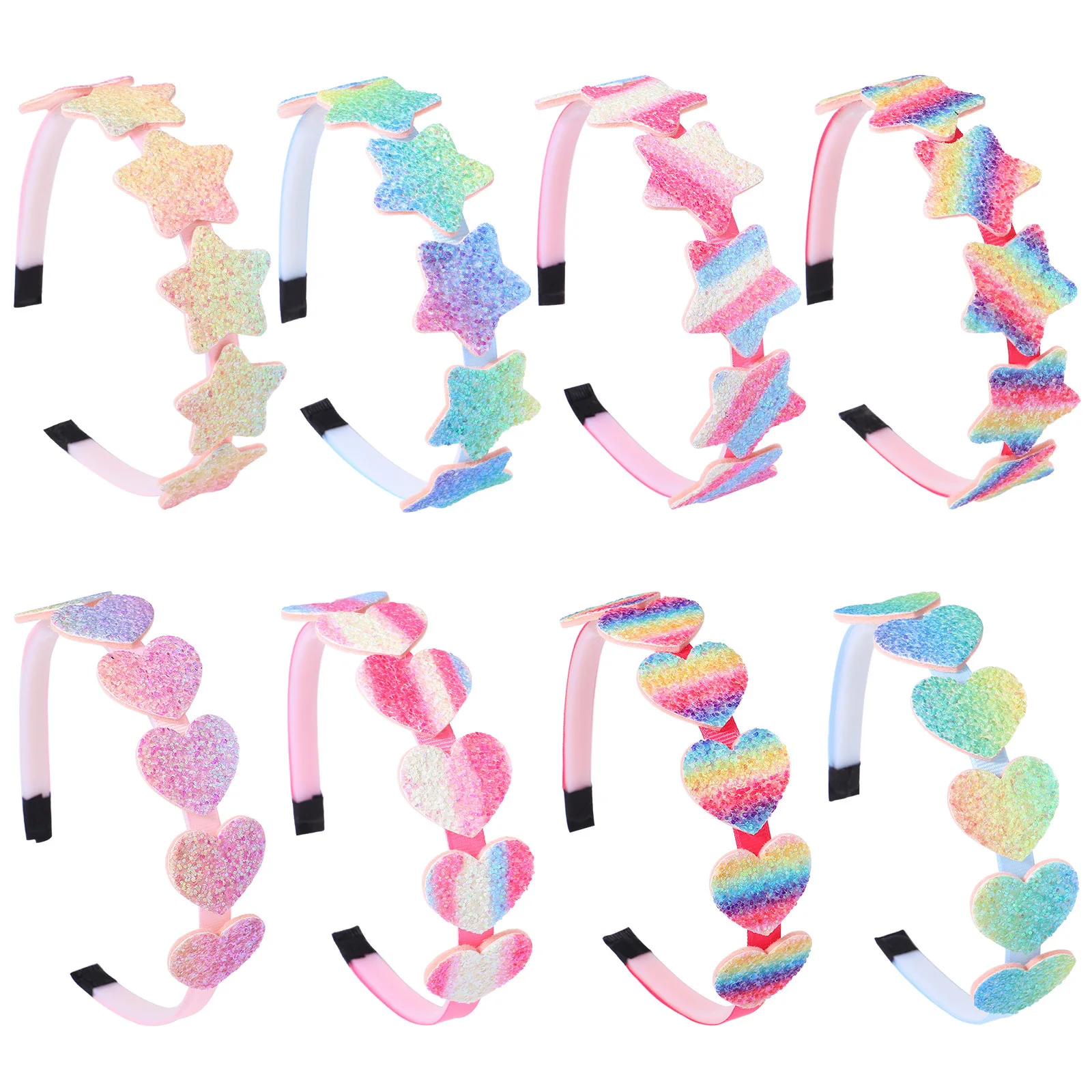 2022 Fashion Girls Glitter Hair Bands Cute Colors Hair Hoop Hairbands Lovely Bow Stars Headbands for Kids Gifts Hair Accessories baby accessories diy