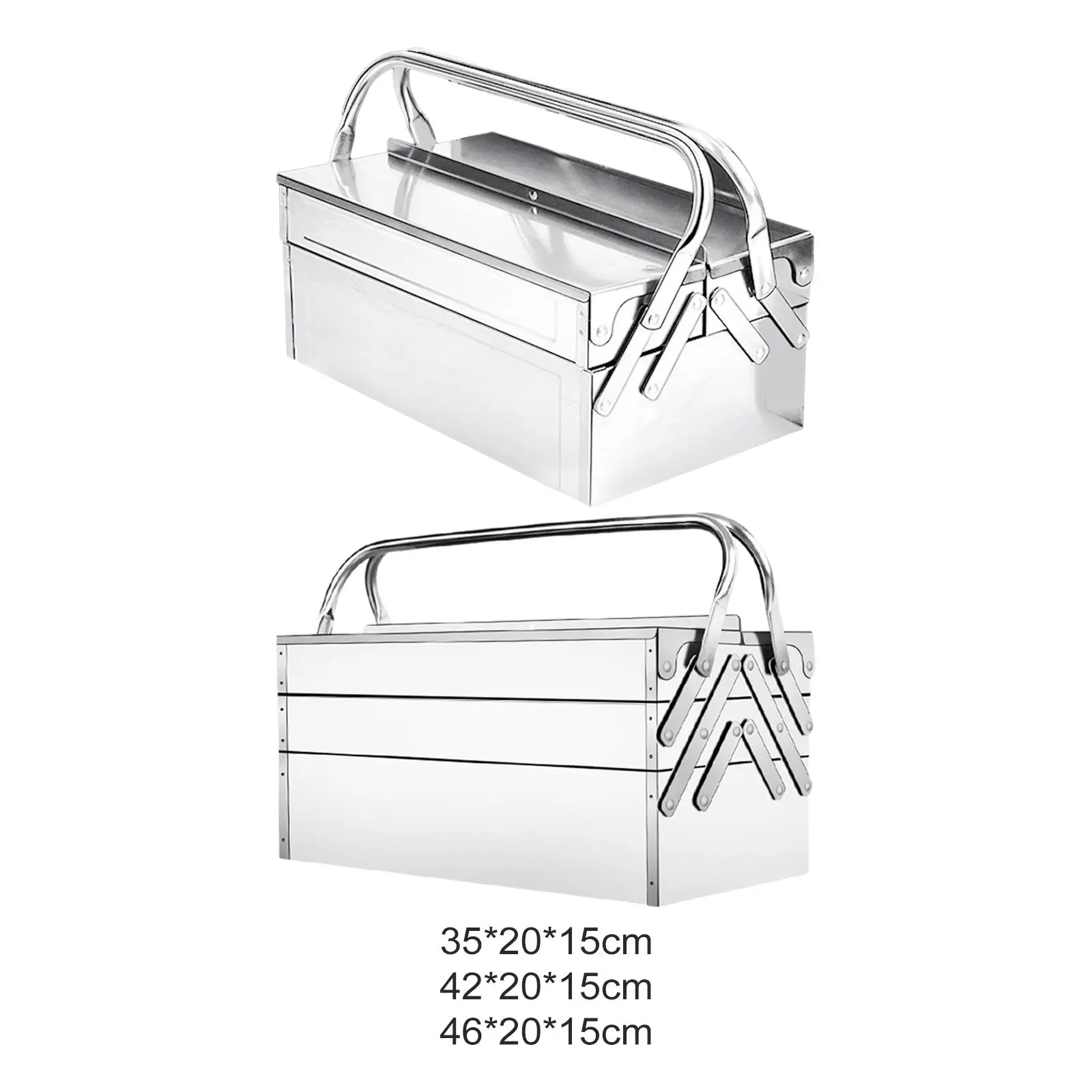Stainless Steel Storage Box Portable Tool, Container, Multi Layer Carrying Tools Box Tool Organizer Container for Car Garage