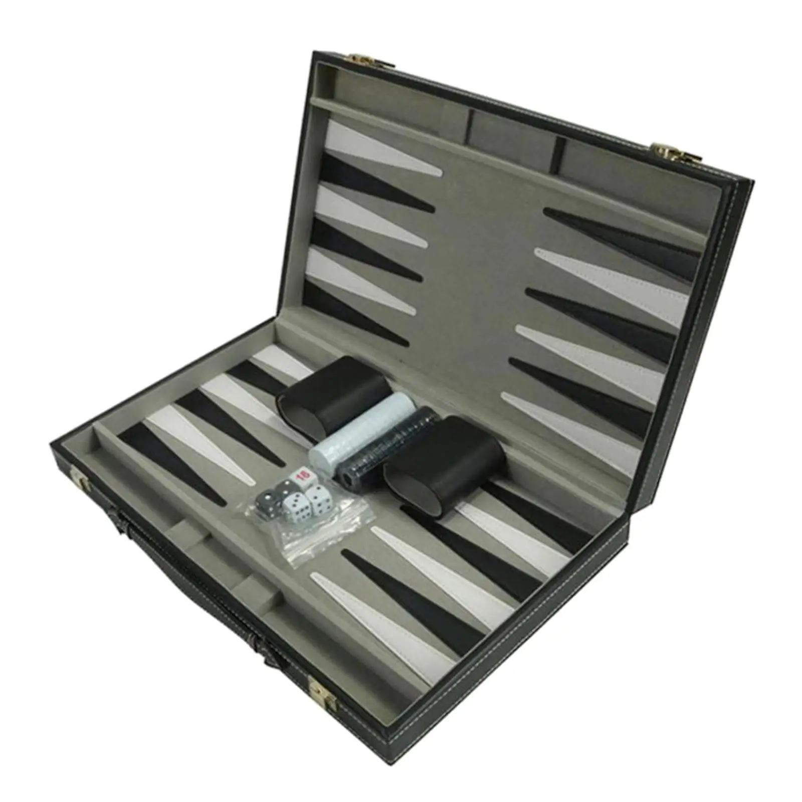 15 Inch Collapsible Backgammon Set PU Leather Case Portable 
