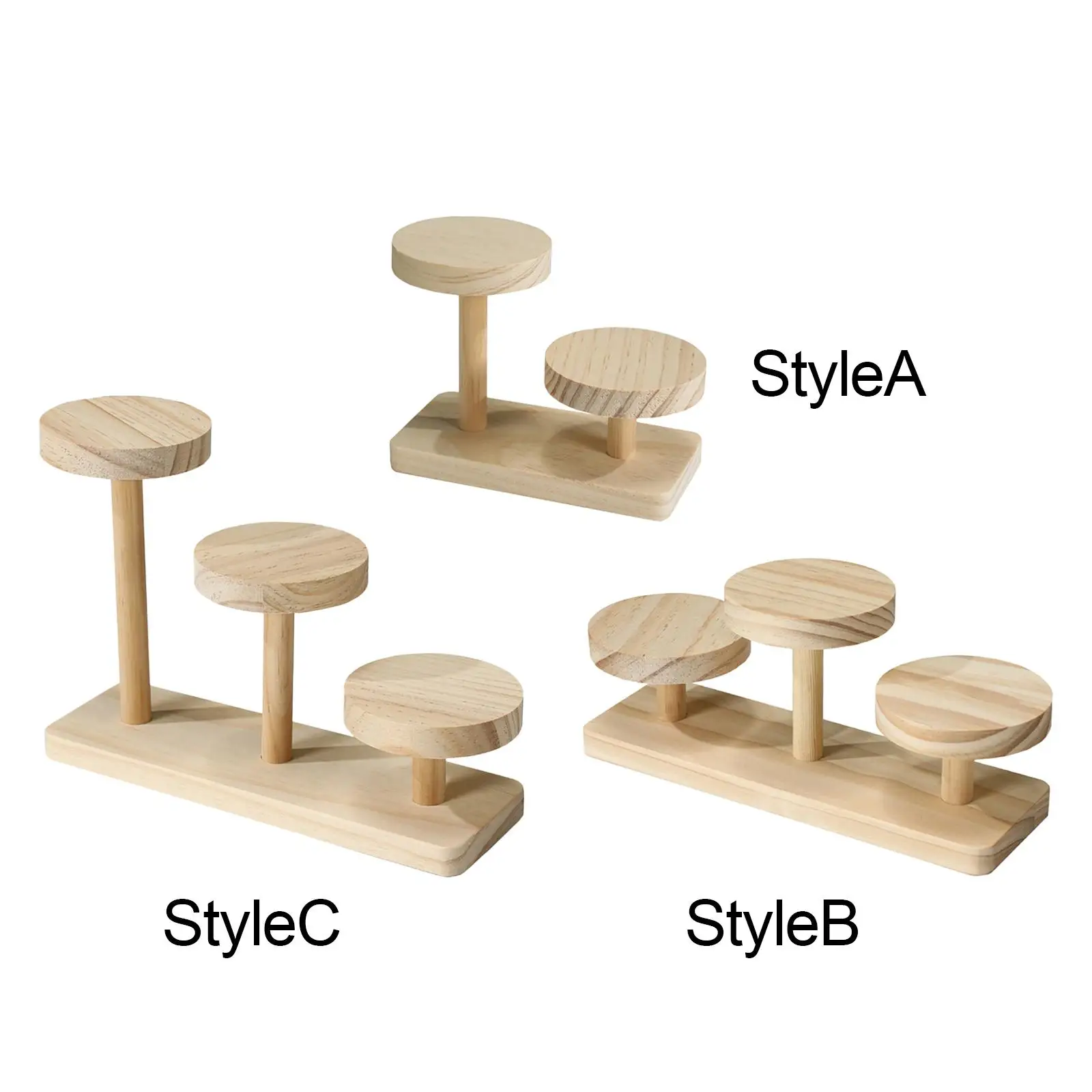 Round Wooden Display Risers Stepped Desktop for Cupcakes Figurines Home Decoration